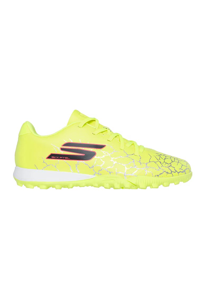 Skechers Pantofi sport de piele ecologica cu model grafic - pentru fotbal - Galben pai/Argintiu
