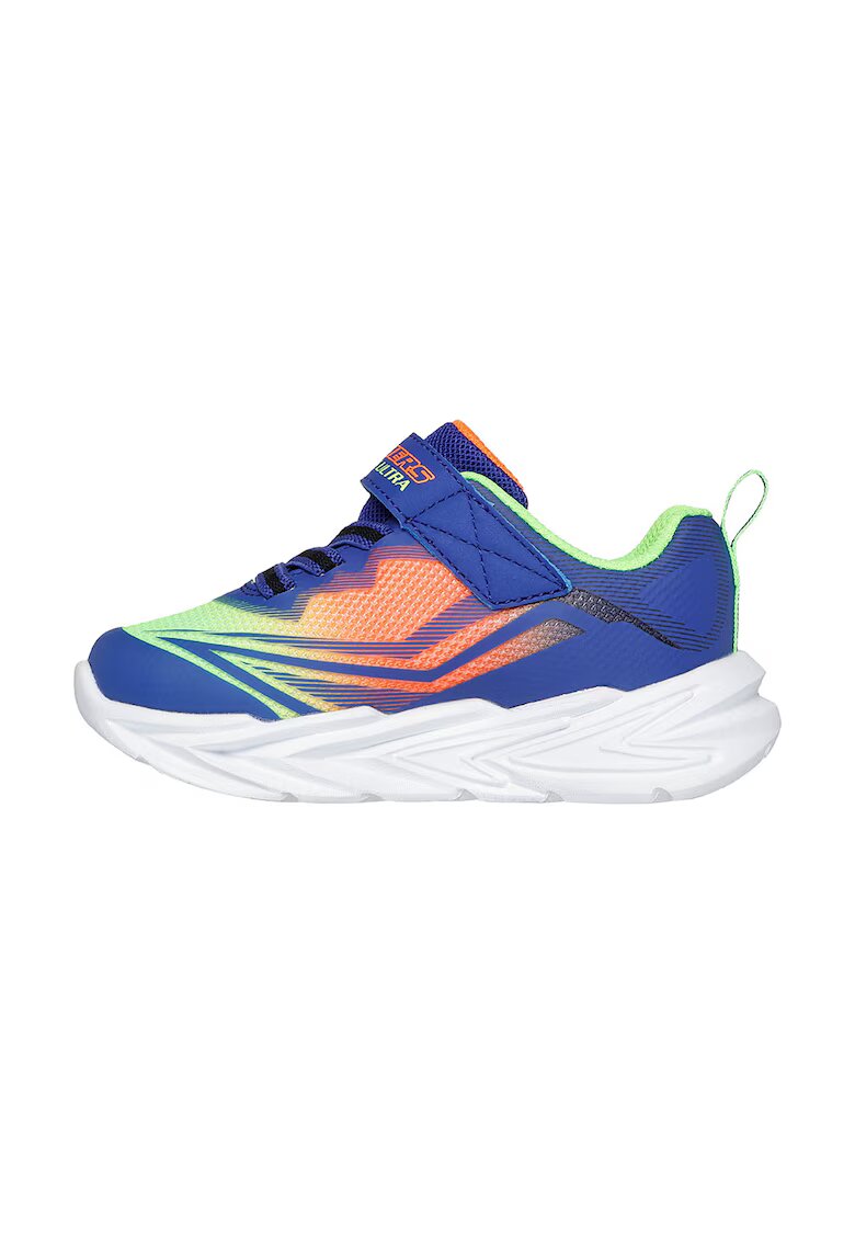 Skechers Pantofi sport de piele ecologica cu model grafic - Verde neon/Albastru