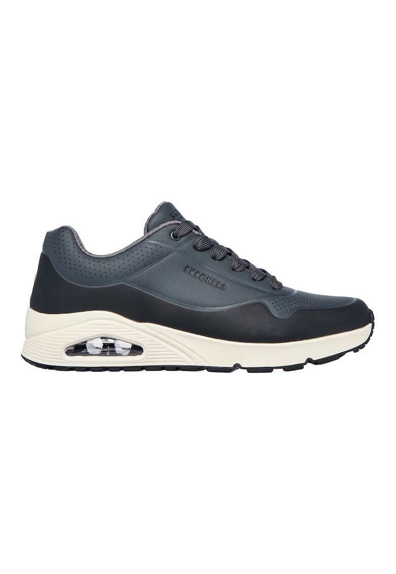 Skechers Pantofi sport de piele ecologica cu segmente perforate Uno-Timeline - Gri carbune