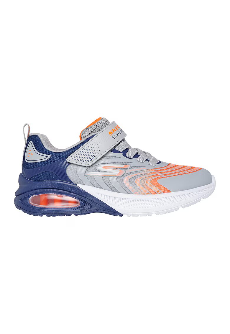 Skechers Pantofi sport de piele ecologica cu velcro Microspec Max - Gri deschis/Portocaliu