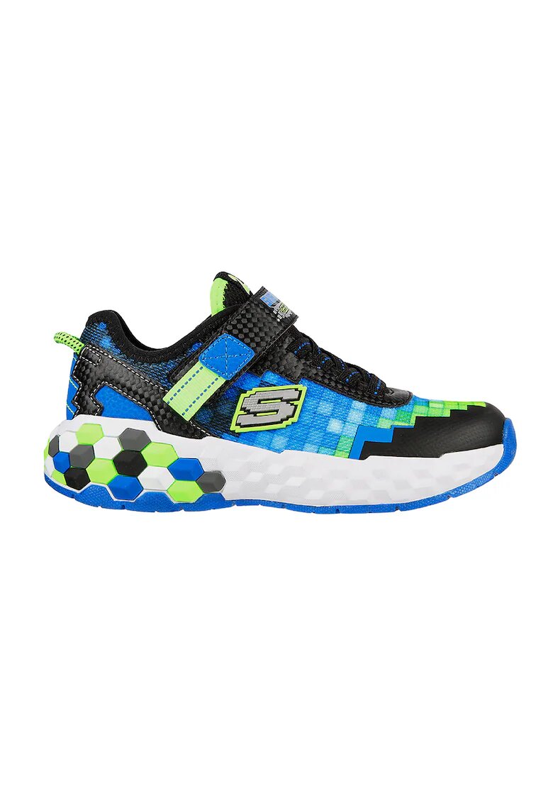 Skechers Pantofi sport de piele ecologica si material textil Mega Craft 2.0 - Negru/Verde lime/Albastru