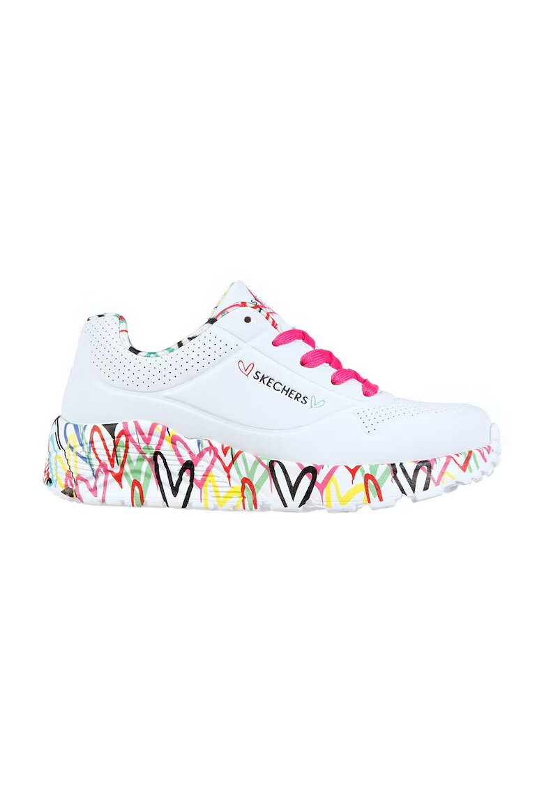 Skechers Pantofi sport de piele ecologica Uno Lite - Lovely Luv - Alb -