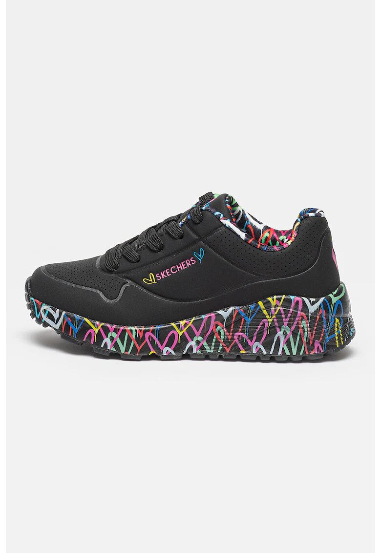 Skechers Pantofi sport de piele ecologica Uno Lite - Lovely Luv - Negru