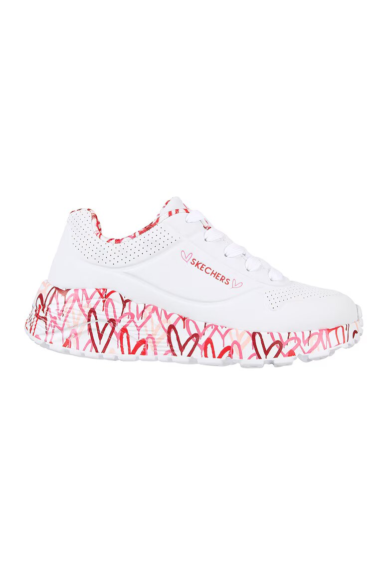 Skechers Pantofi sport de piele ecologica Uno Lite - Lovely Luv - Rosu/Alb optic