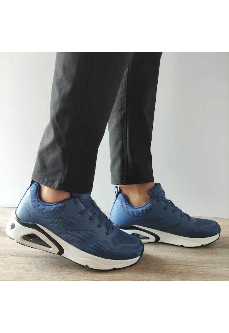 Skechers Pantofi sport de plasa cu garnituri de piele ecologica Tres-Air Uno - Albastru