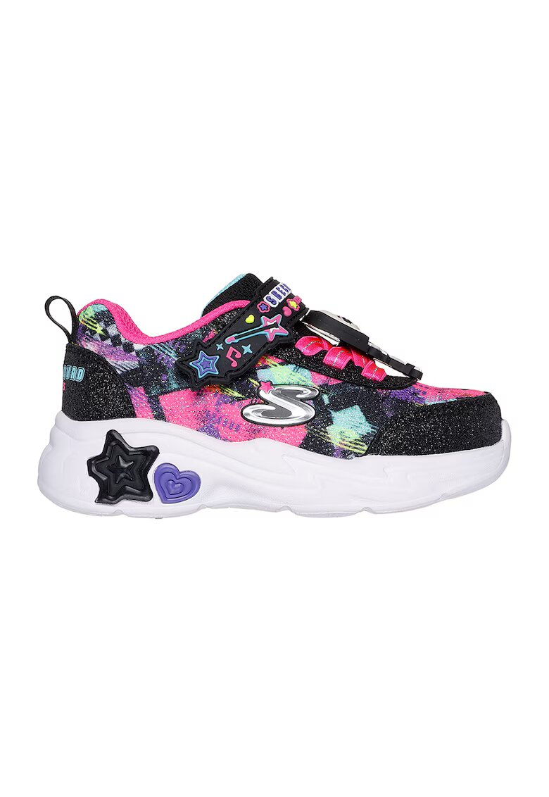 Skechers Pantofi sport demi-wedge cu aspect stralucitor Snuggle - Negru/Multicolor