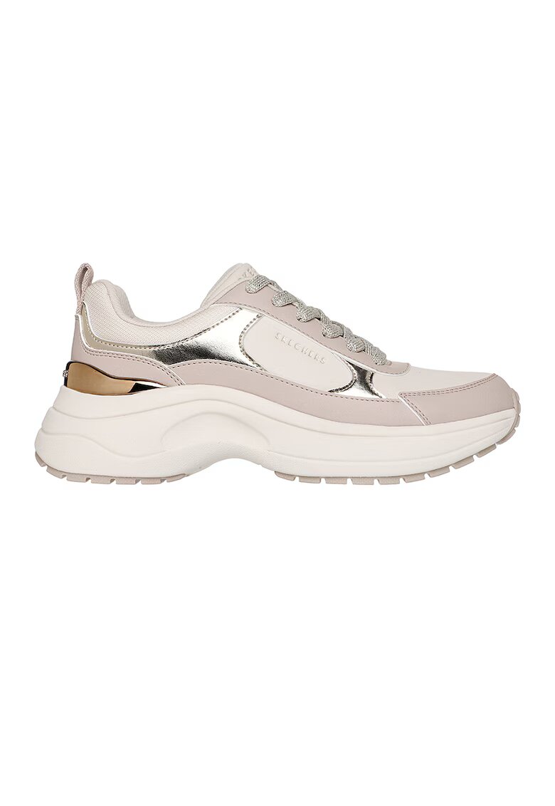 Skechers Pantofi sport demi-wedge cu garnituri cu aspect metalizat Hazel 2 - Gri deschis/Argintiu