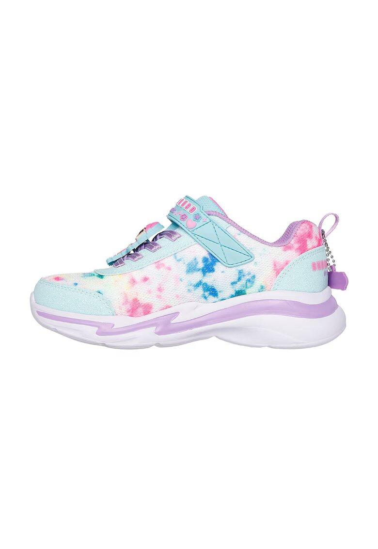 Skechers Pantofi sport din material textil cu aspect stralucitor Snuggle Sneaks - Alb/Roz/Albastru deschis