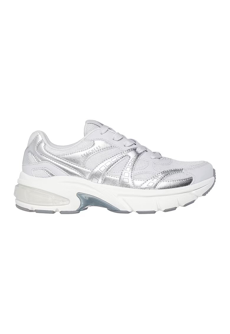 Skechers Pantofi sport din material textil cu segmente din piele ecologica Shadow - Alb/Argintiu