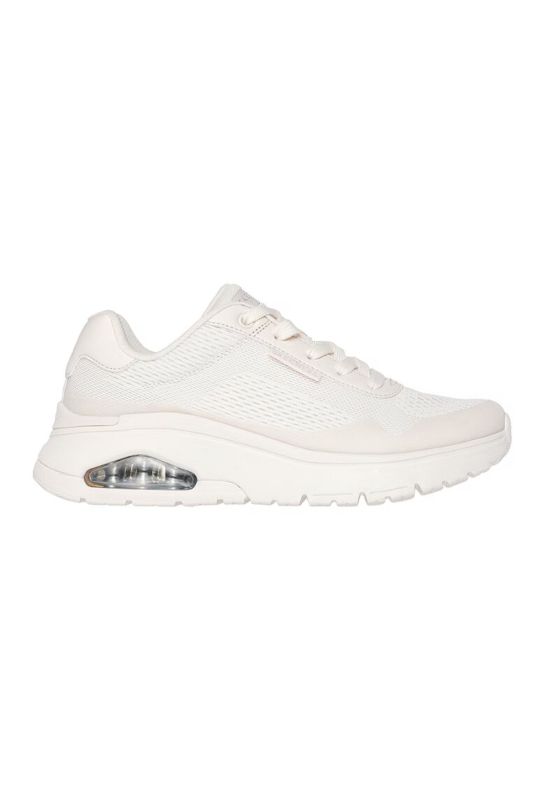 Skechers Pantofi sport din material textil cu talpa wedge si insertii din piele ecologica Uno Flex - Crem