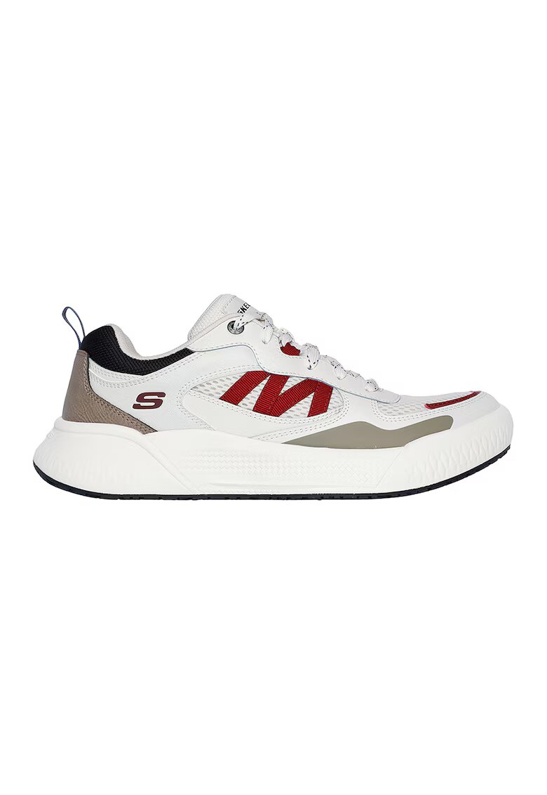 Skechers Pantofi sport din piele ecologica cu garnituri din piele intoarsa - Alb/Rosu inchis