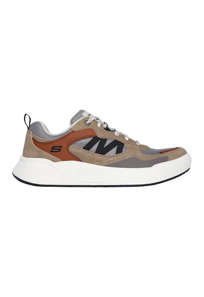 Skechers Pantofi sport din piele ecologica cu garnituri din piele intoarsa - Gri/Maro taupe
