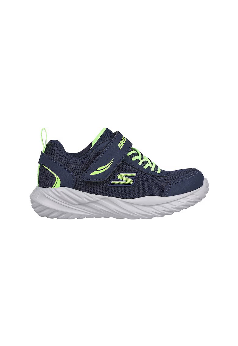 Skechers Pantofi sport din piele ecologica cu garnituri din plasa - Verde lime/Bleumarin