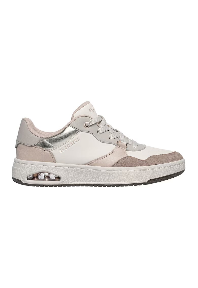 Skechers Pantofi sport din piele ecologica Uno CTL - Maro taupe deschis/Alb murdar/Argintiu