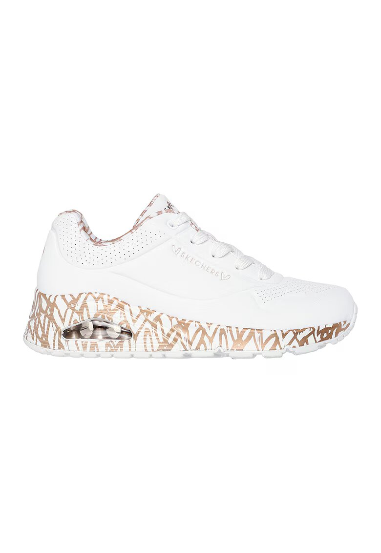 Skechers Pantofi sport din piele ecologica Uno Loving Love - Alb/Auriu rose