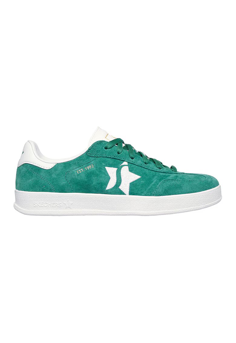 Skechers Pantofi sport din piele intoarsa cu garnitura din material sintetic Academy Court Charm - Alb/Verde persan