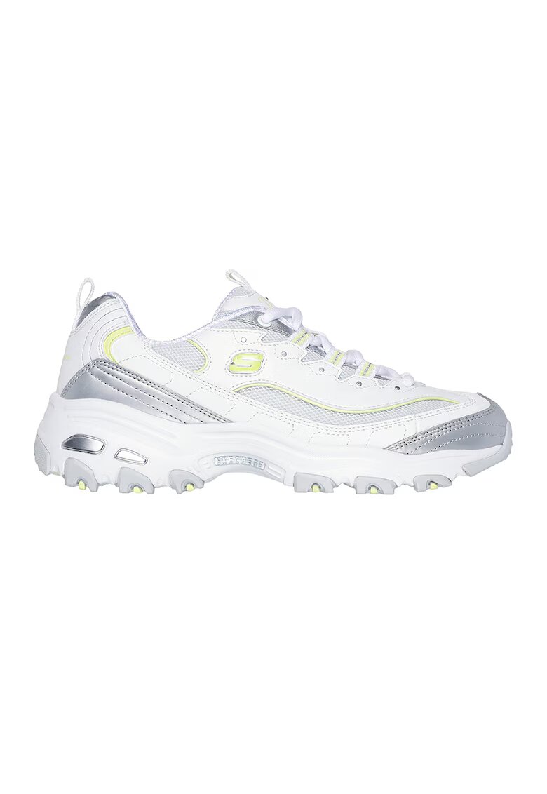 Skechers Pantofi sport D'Lites cu insertii de plasa - Alb/Argintiu