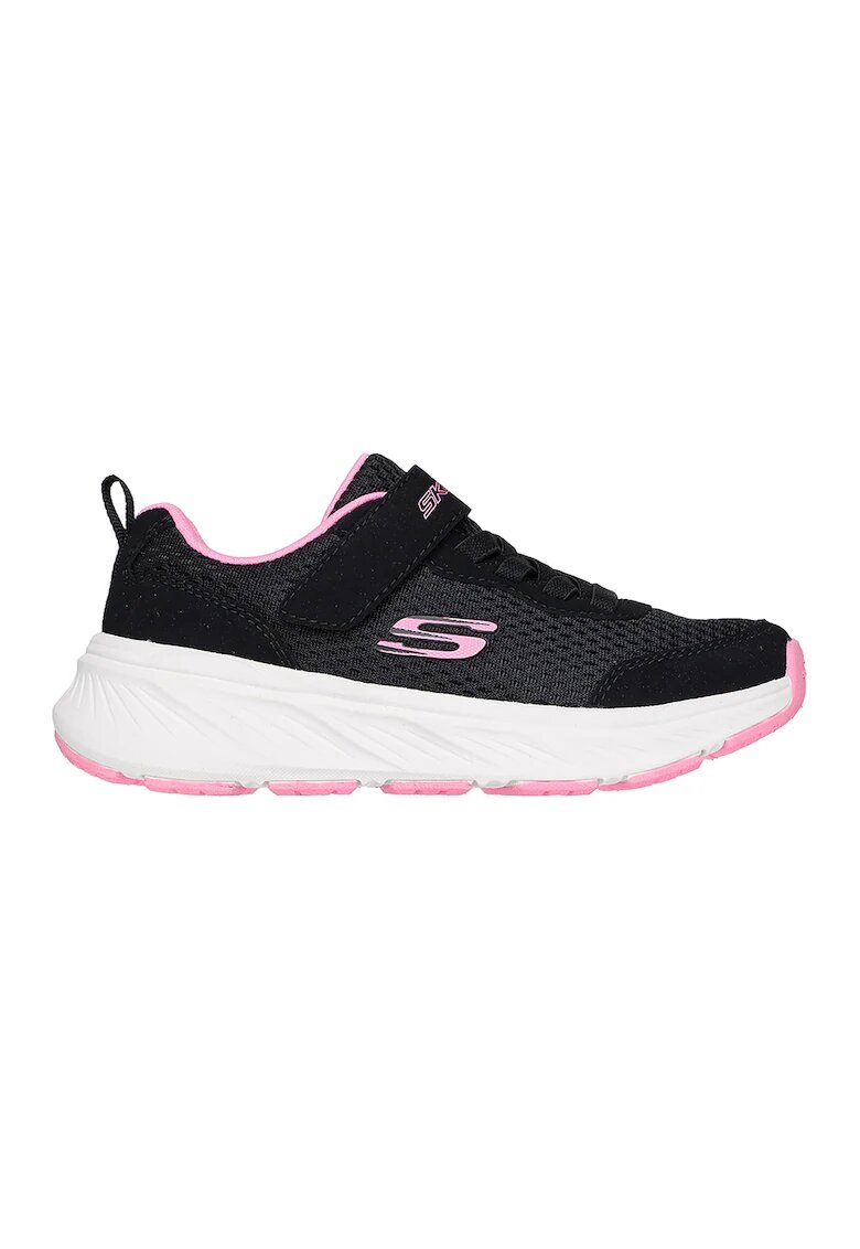 Skechers Pantofi sport Edgeride cu velcro si insertii de plasa - Negru/Roz pastel/Alb optic