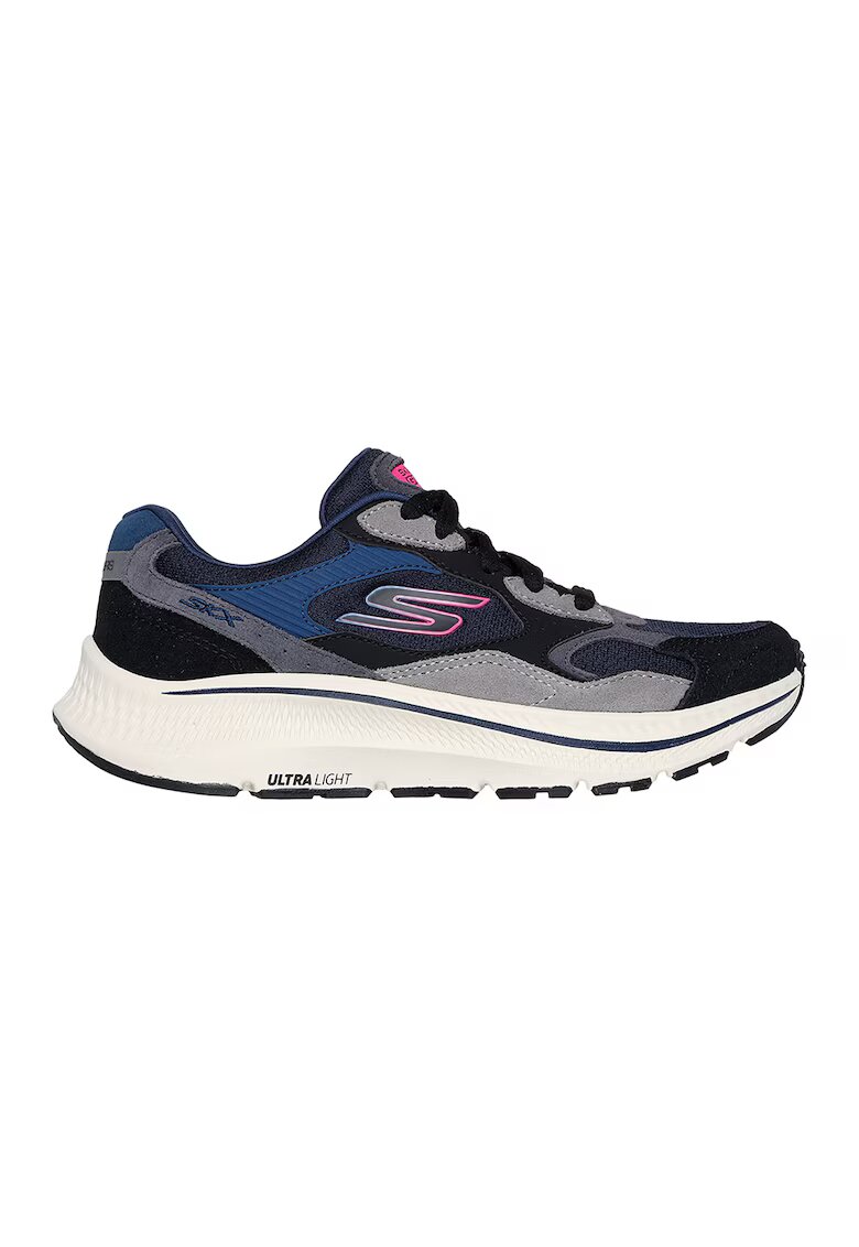 Skechers Pantofi sport Go Run Consistent 2.0- Retro cu insertii de piele intoarsa - Negru/Roz pastel/Albastru royal