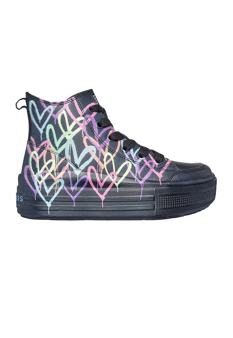 Skechers Pantofi sport high-top de piele ecologica Street - Negru/Multicolor