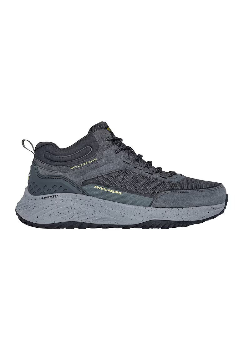 Skechers Pantofi sport impermeabili cu insertii de piele nabuc - Gri carbune