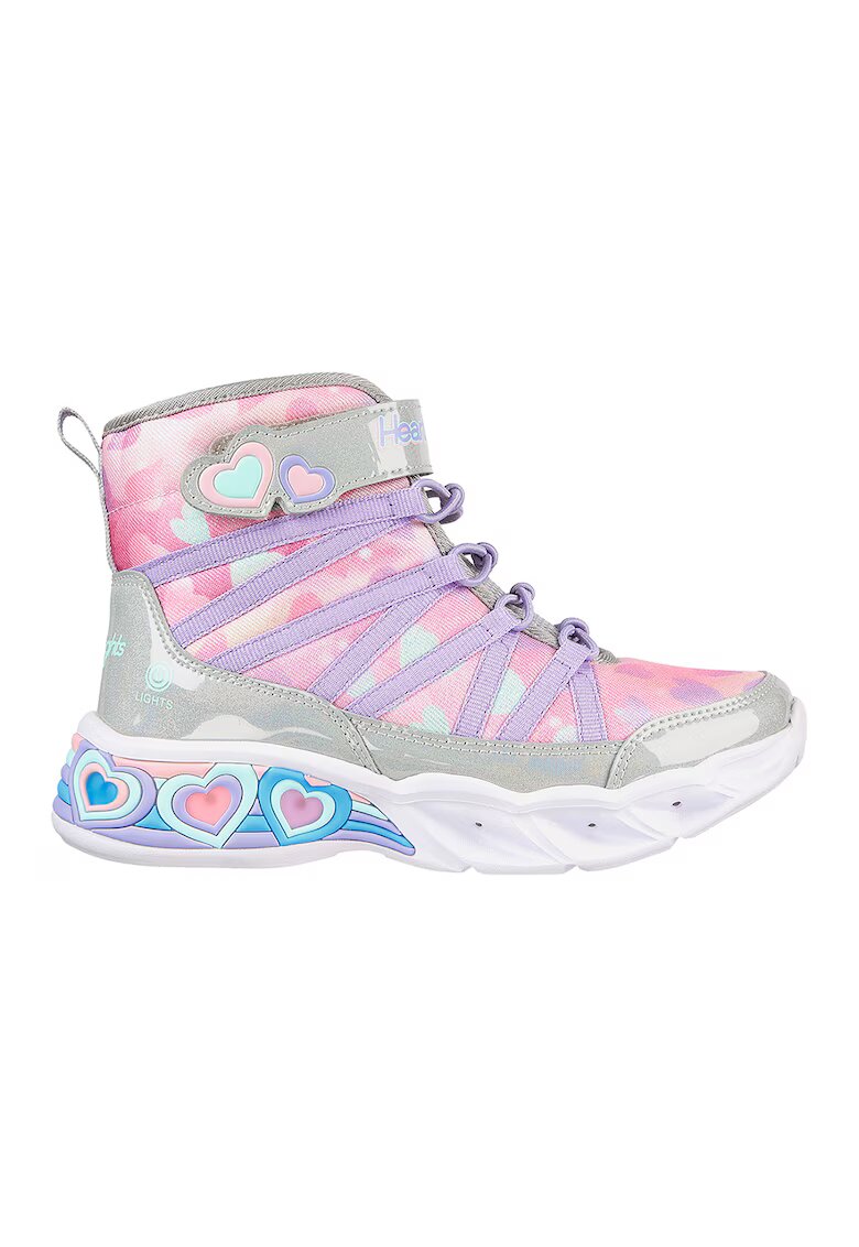 Skechers Pantofi sport inalti cu lumini led Sweetheart Lights - Let's Shine - Lila/Roz/Argintiu