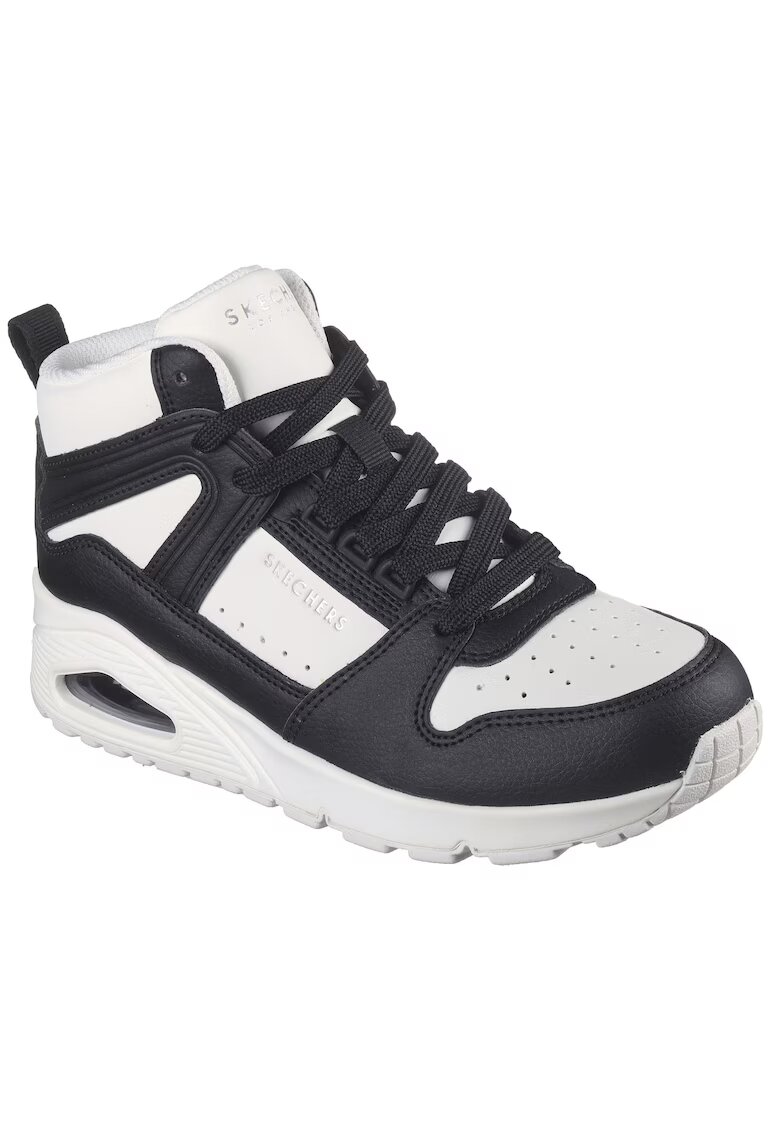 Skechers Pantofi sport medii de piele ecologica Uno Regards - Alb/Negru