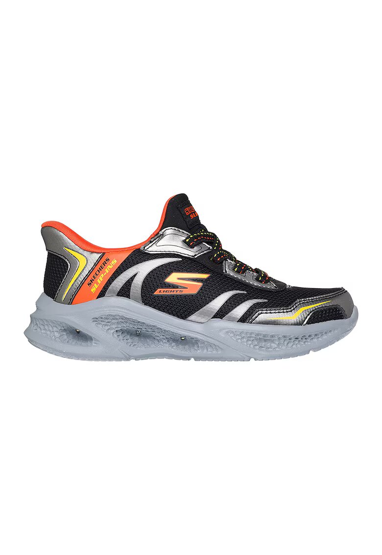 Skechers Pantofi sport Meteor slip-ins cu LED-uri - Negru/Portocaliu/Argintiu