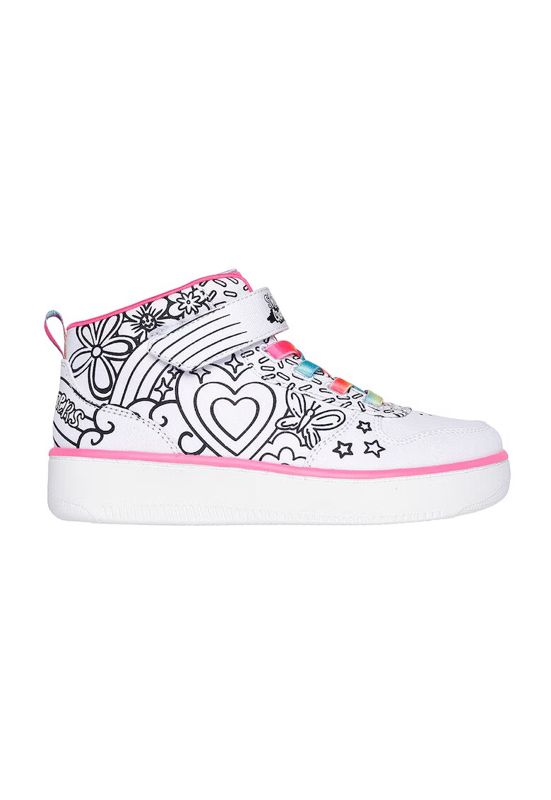 Skechers Pantofi sport mid-cut cu model Sport Court 92 - Alb/Negru/Roz