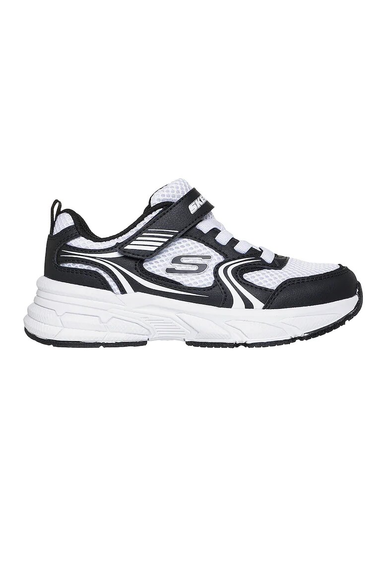 Skechers Pantofi sport Retro-Graph cu strat exterior de plasa si piele ecologica - Alb/Negru