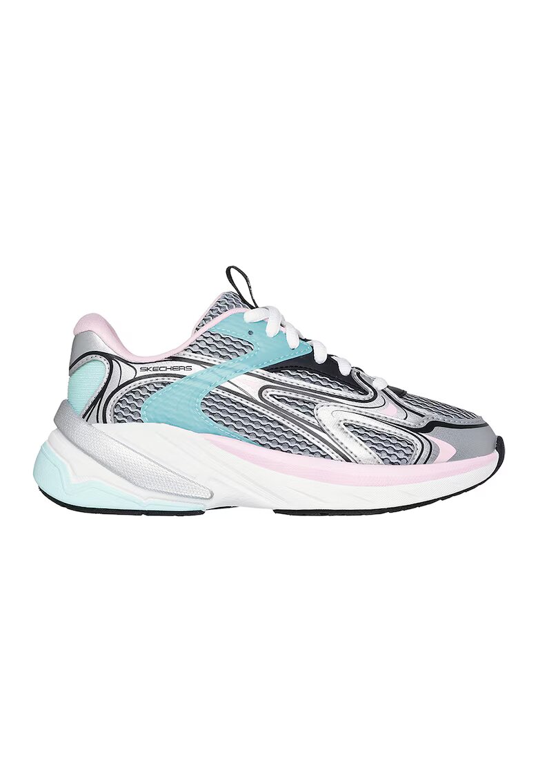 Skechers Pantofi sport S2K cu garnituri de plasa si sintetice - Negru/Roz pastel/Argintiu