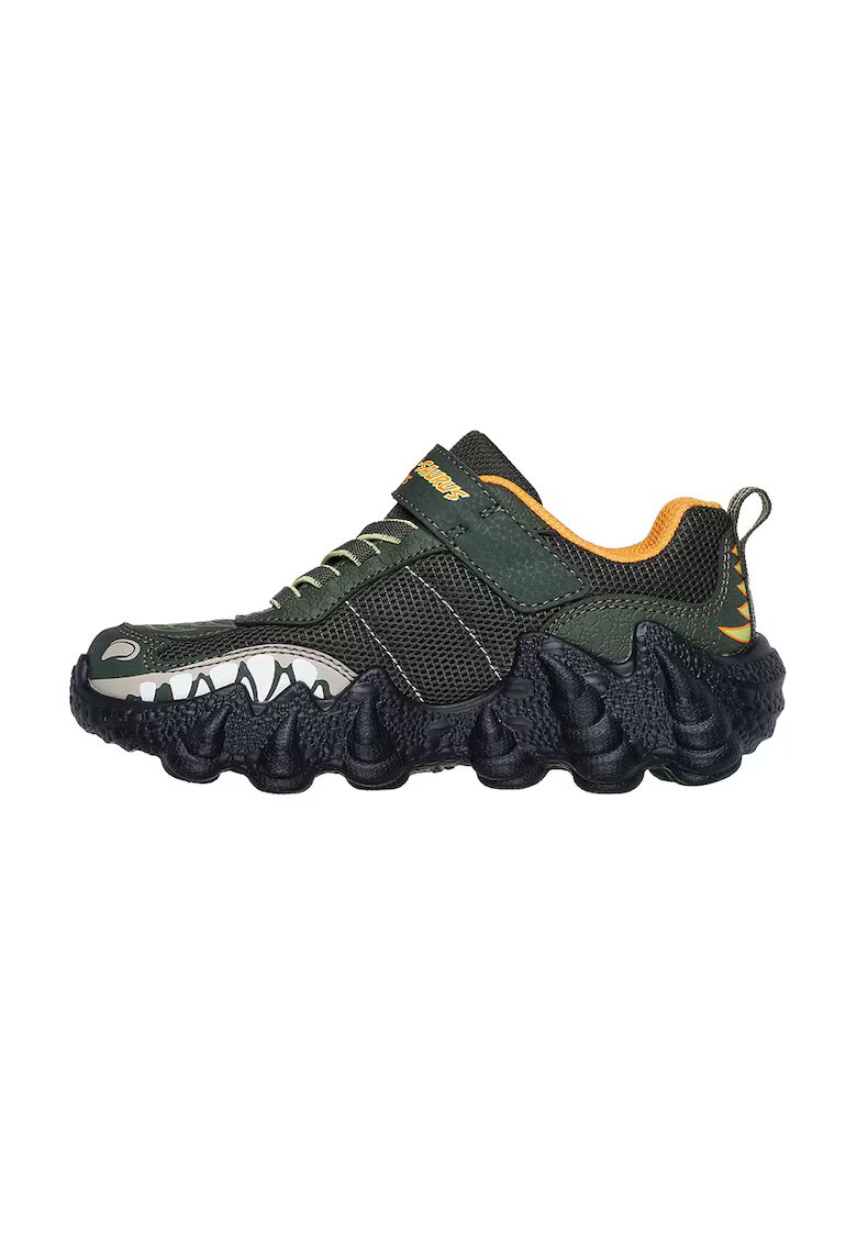 Skechers Pantofi sport Skech O Saurus Lights de piele ecologica cu model grafic - Verde/Negru