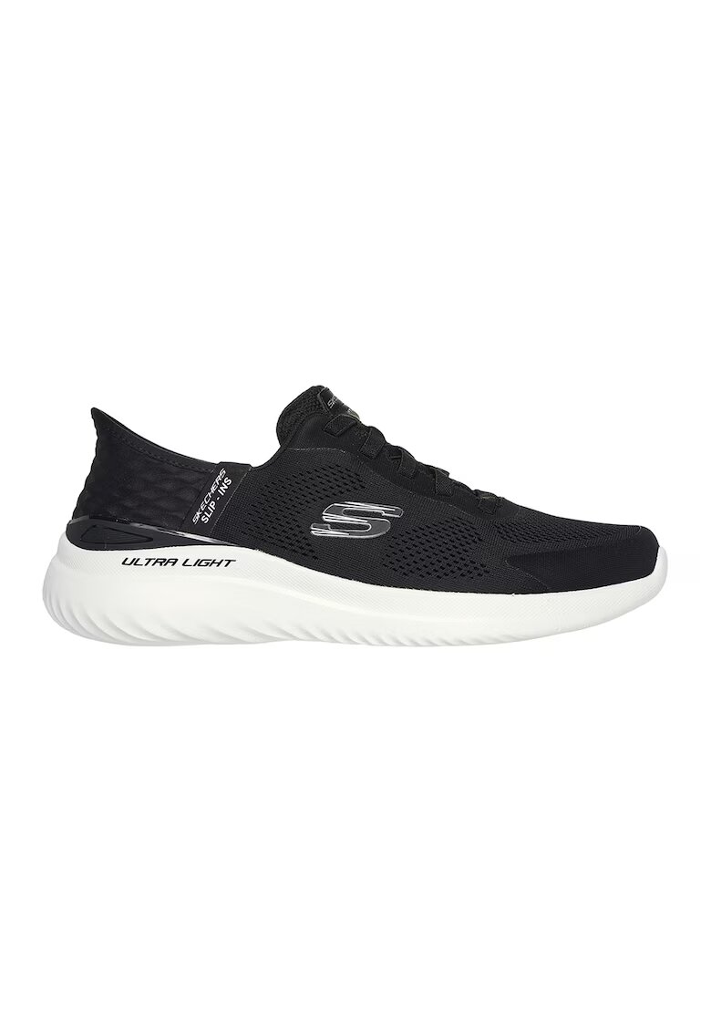 Skechers Pantofi sport slip-ins din plasa cu detalii logo Bounder 2.0 - Alb/Negru