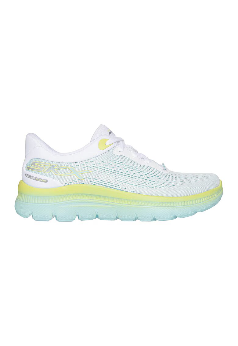 Skechers Pantofi sport slip-ins din plasa Summits Plus Light Speed - Alb/Verde lime