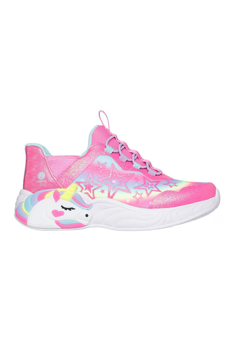 Skechers Pantofi sport slip-ins Starry Lite cu aspect stralucitor si lumini - Fucsia/Albastru azur