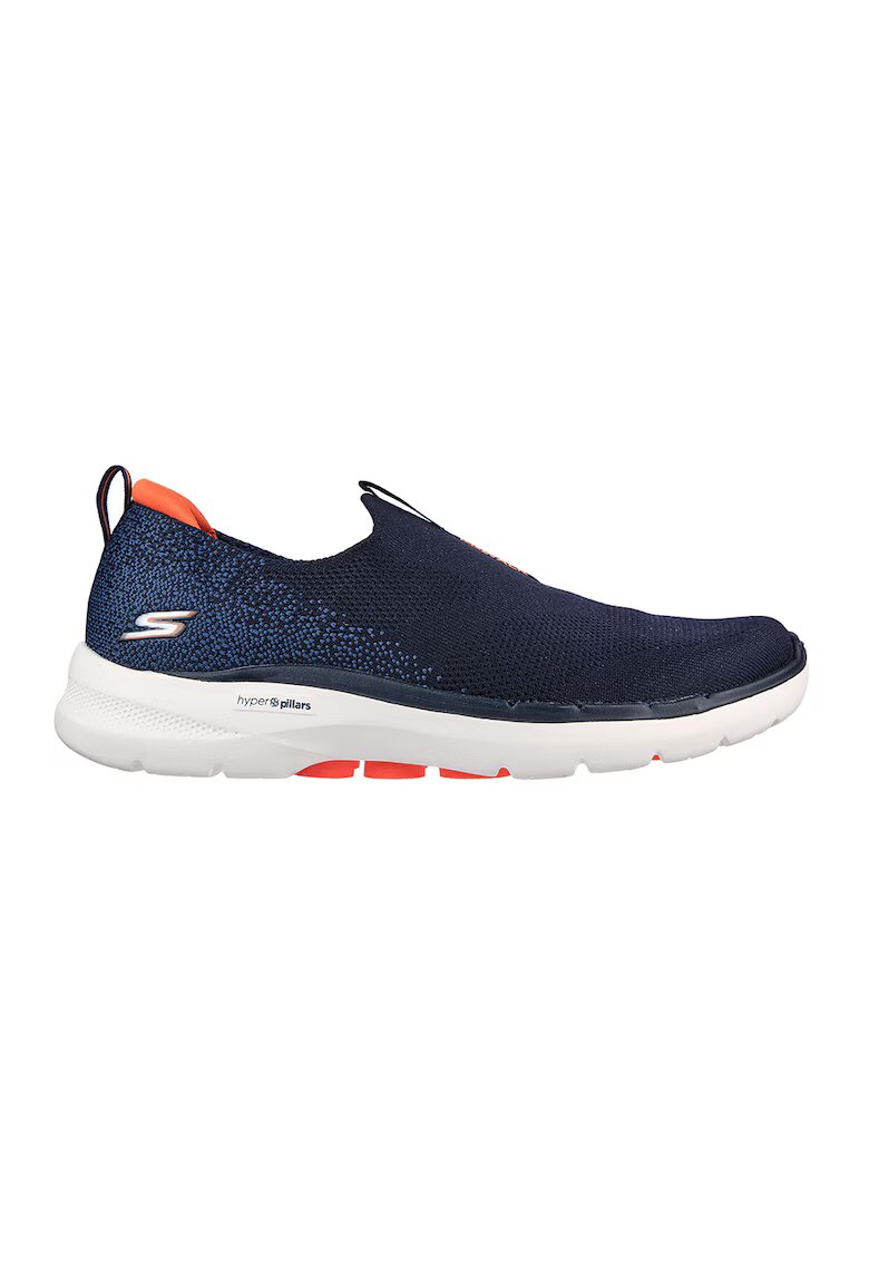 Skechers Pantofi sport slip-on de plasa cu aspect tricotat GOwalk 6 - Portocaliu/Bleumarin