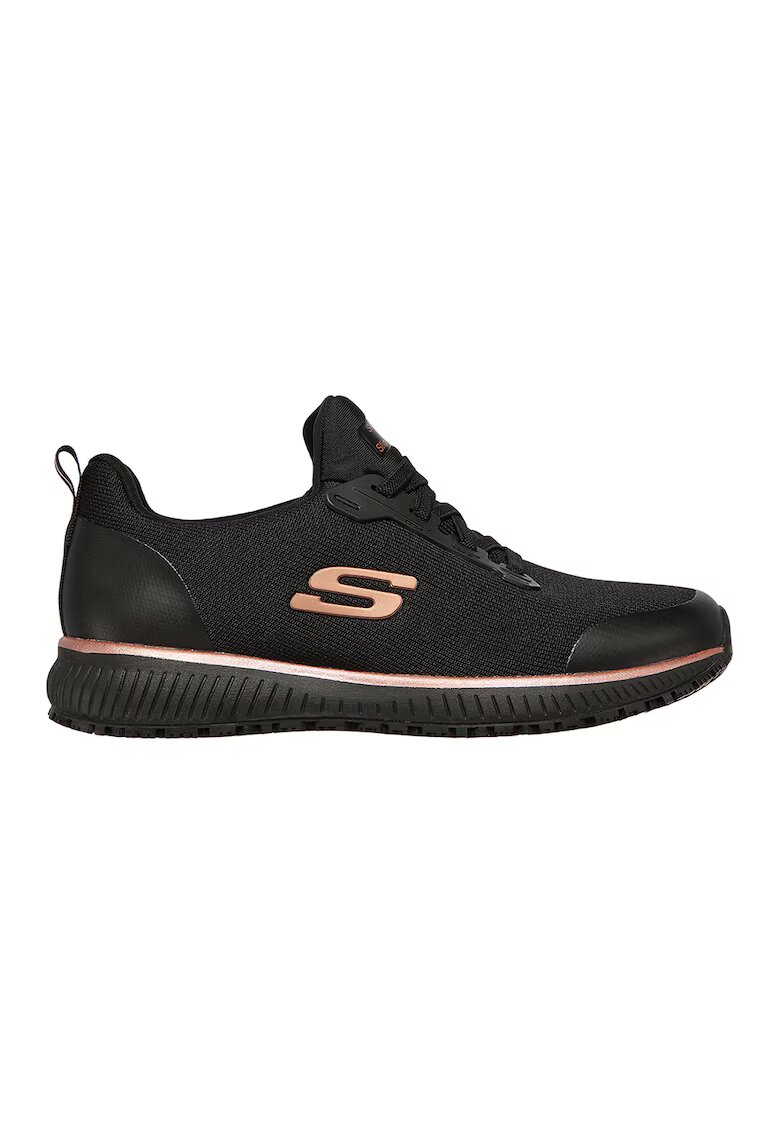 Skechers Pantofi sport slip-on din material textil Work™ Squad SR - Negru/Auriu rose