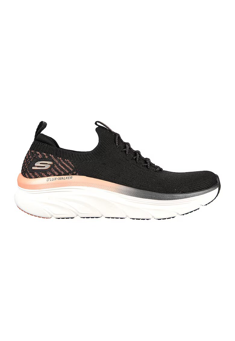 Skechers Pantofi sport slip-on relaxed fit din de plasa D'Lux Walker- Let it Flow - Negru/Roz somon