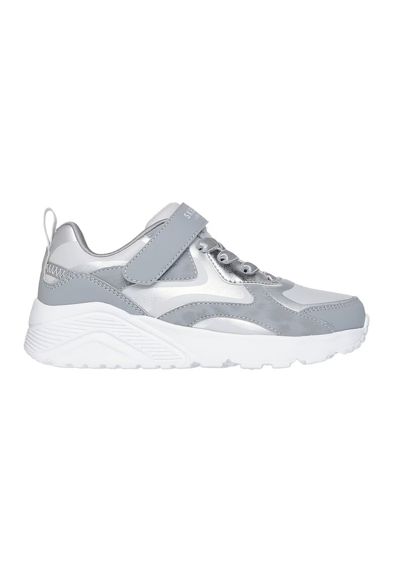 Skechers Pantofi sport Uno Lite de piele ecologica cu velcro - Gri deschis/Alb optic