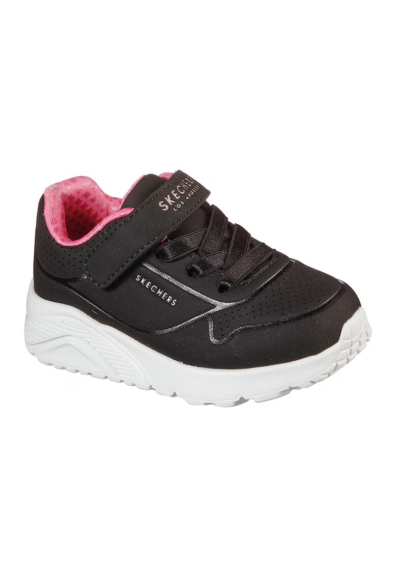 Skechers Pantofi sport Uno Lite de piele ecologica cu velcro - Negru/Alb optic