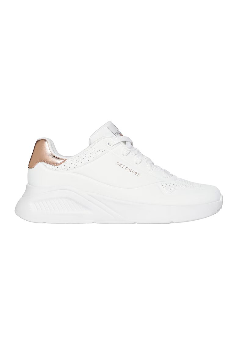 Skechers Pantofi sport Uno Lite - Shimmer Along cu garnituri cu aspect metalizat - Alb optic/Bronz
