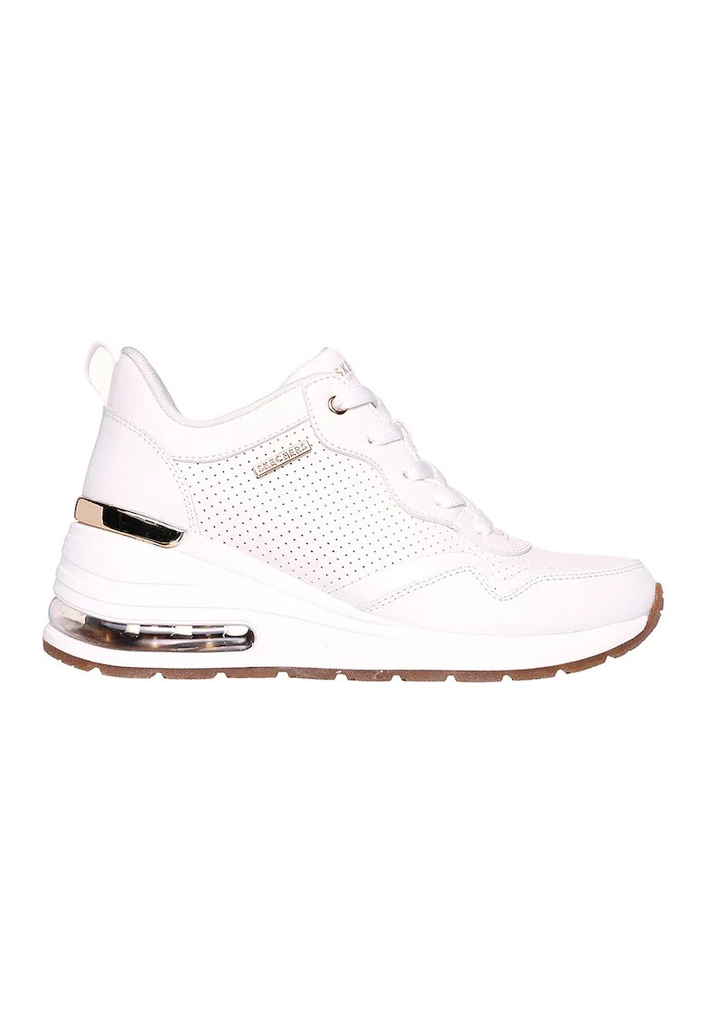 Skechers Pantofi sport wedge de piele ecologica cu perforatii - Alb optic