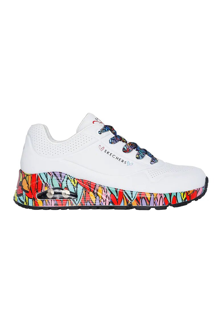 Skechers Pantofi sport wedge din piele ecologica Ravaged Love - Alb/Multicolor