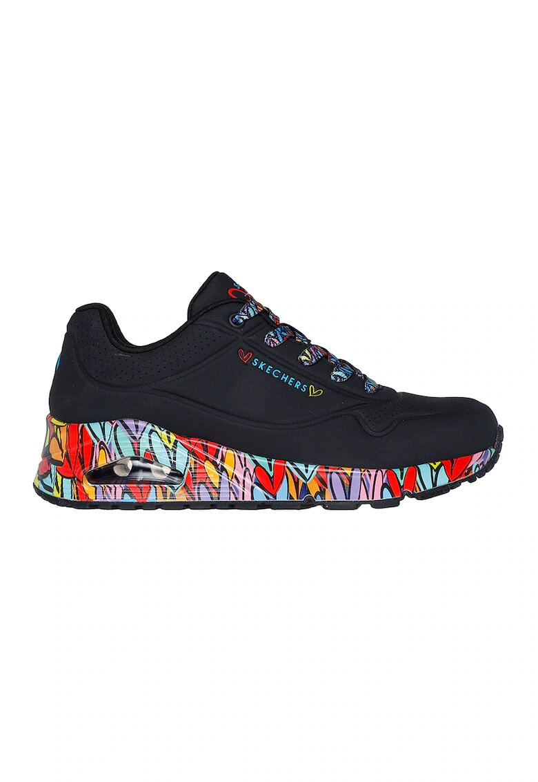 Skechers Pantofi sport wedge din piele ecologica Ravaged Love - Negru