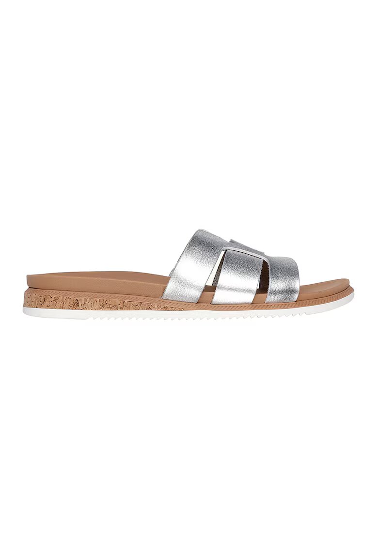 Skechers Papuci de piele ecologica Desert Kiss - Argintiu