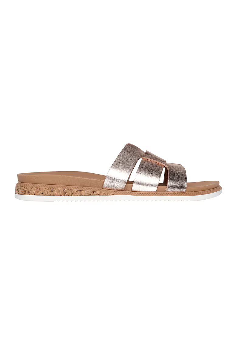 Skechers Papuci de piele ecologica Desert Kiss - Auriu rose