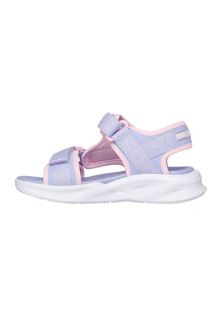 Skechers Sandale cu inchidere velcro si LED-uri - Albastru lavanda
