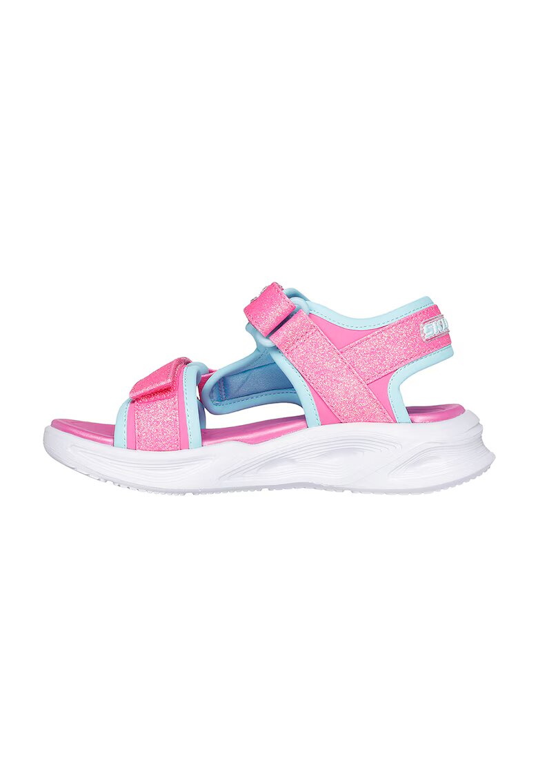 Skechers Sandale cu inchidere velcro si LED-uri - Roz aprins