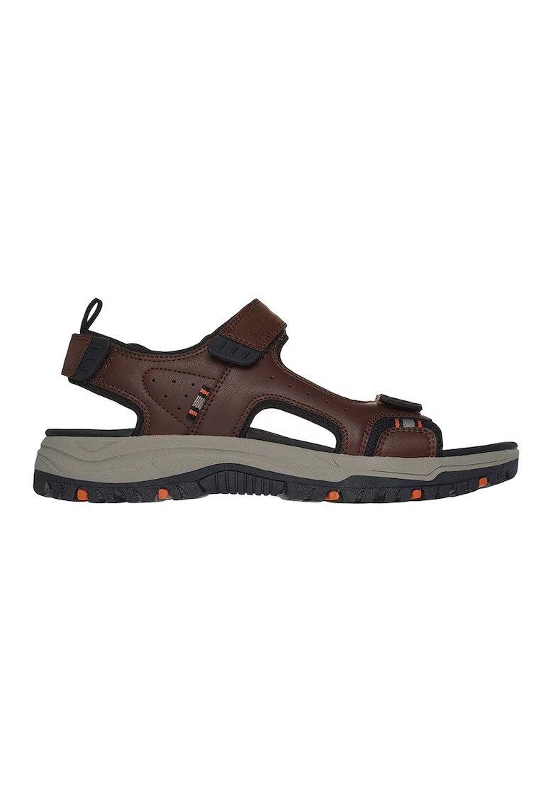 Skechers Sandale cu talpa plata si inchidere velcro Tresman-Hirano - Maro
