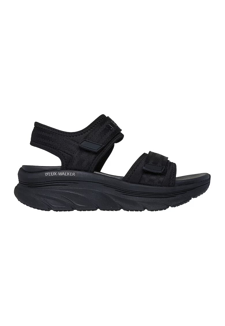 Skechers Sandale cu talpa wedge si inchidere velcro D'Lux Walker-Adored - Negru